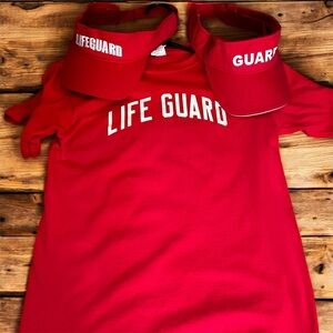 Red Lifeguard Shirt and Visors Set
